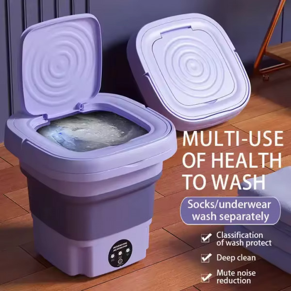Portable Washing Machine, Onebutton Control Folding Washing Machine, 9 L Household Small Deep for Panty (US Plug)
